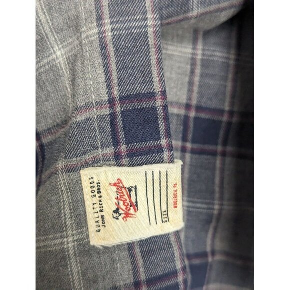 Woolrich John Rich & Bros Shirt Men XL Long Sleeve Button Up Navy Grey Plaid - Picture 6 of 7